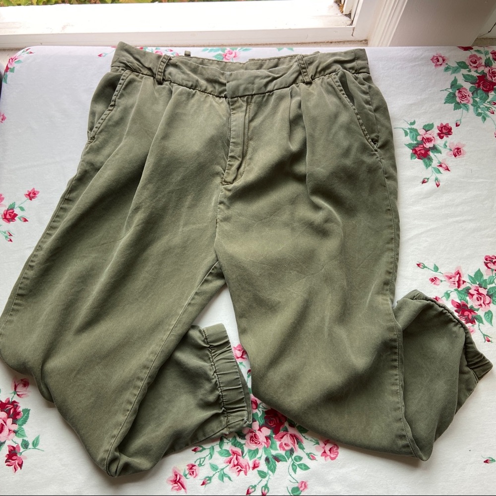 Free People Fatigue Army Green Tencel Jogger Pants